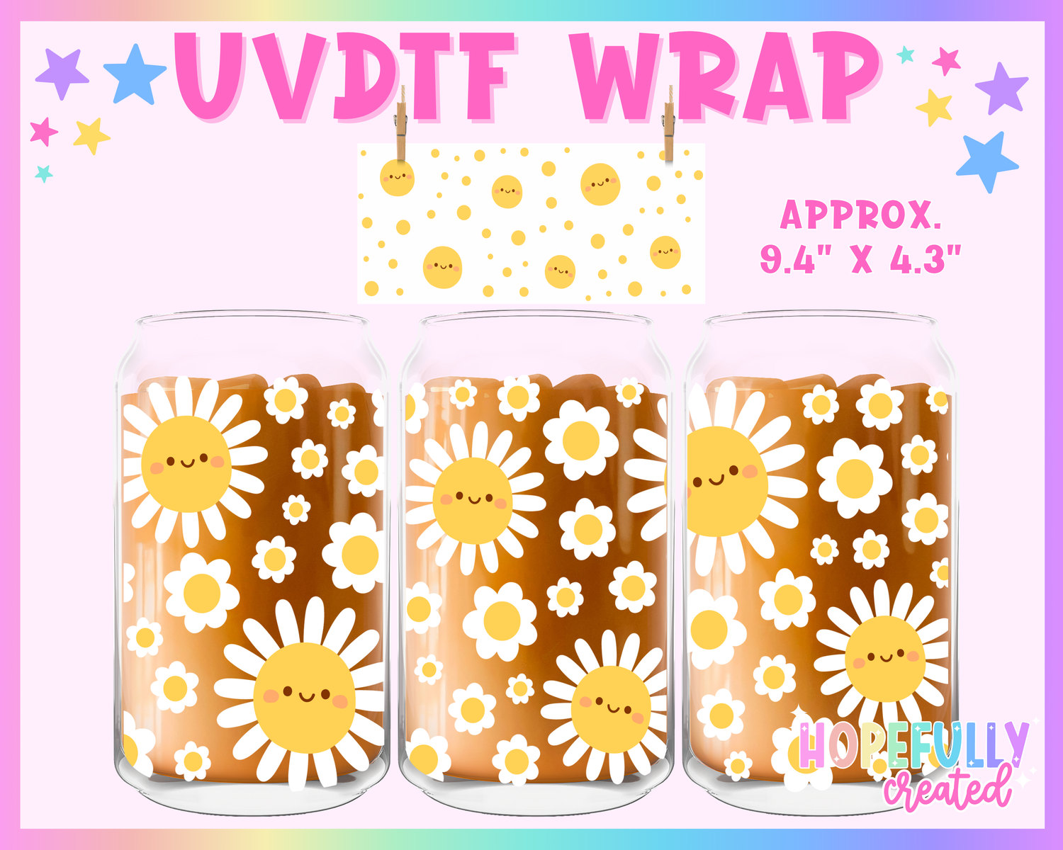 Daisy Smiley UVDTF Glass Can Wrap