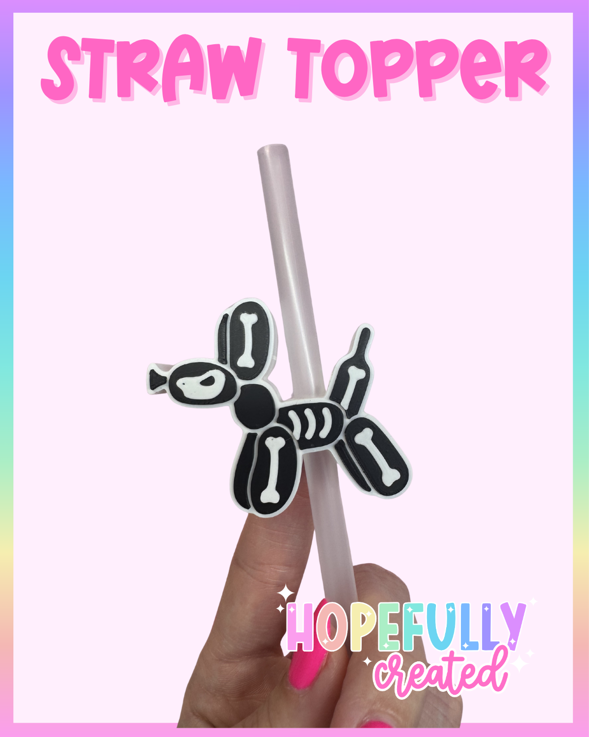 Skeleton Balloon Dog Straw Topper