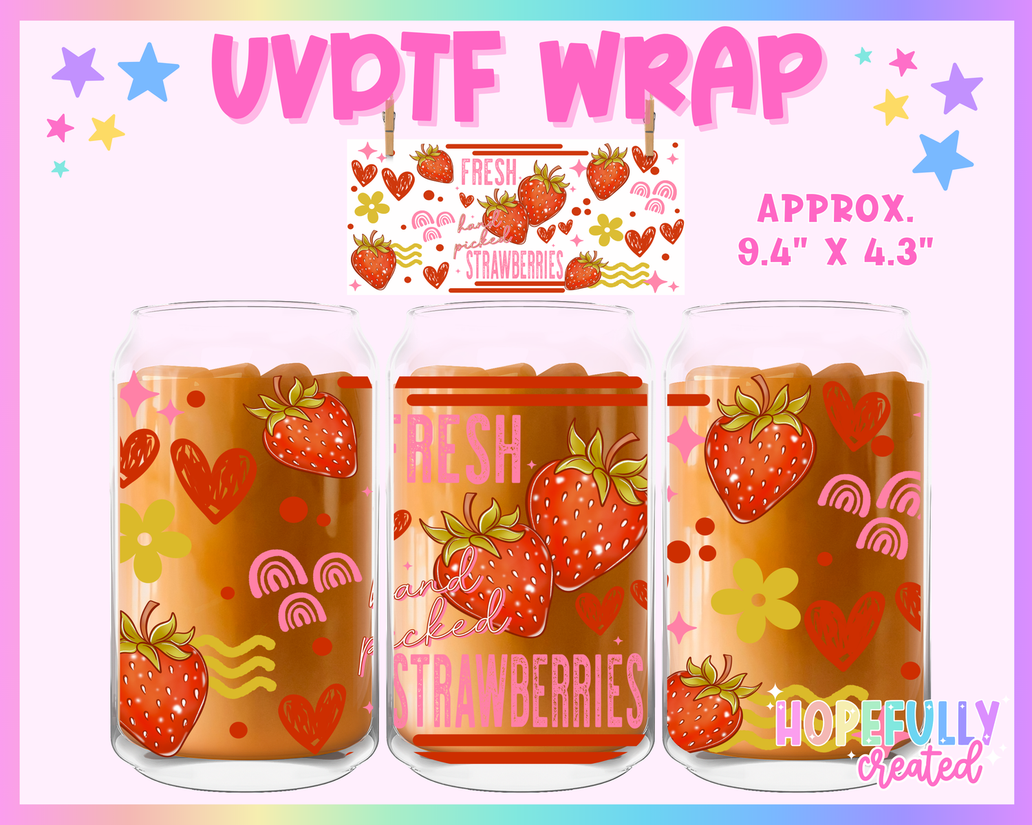 Fresh Strawberries UVDTF Glass Can Wrap