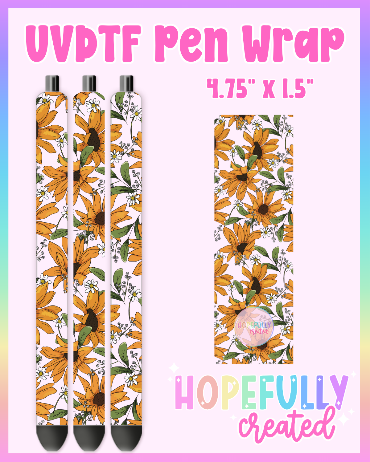 Sunflower UVDTF Pen Wrap