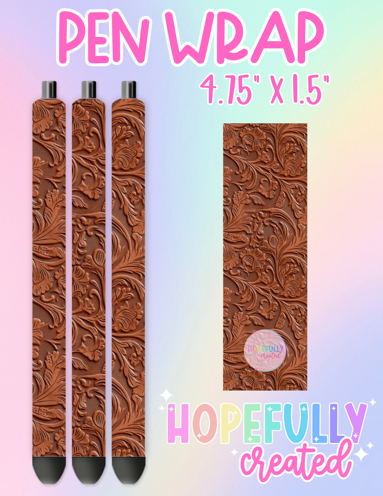 Tooled Leather Pen Wrap-2146