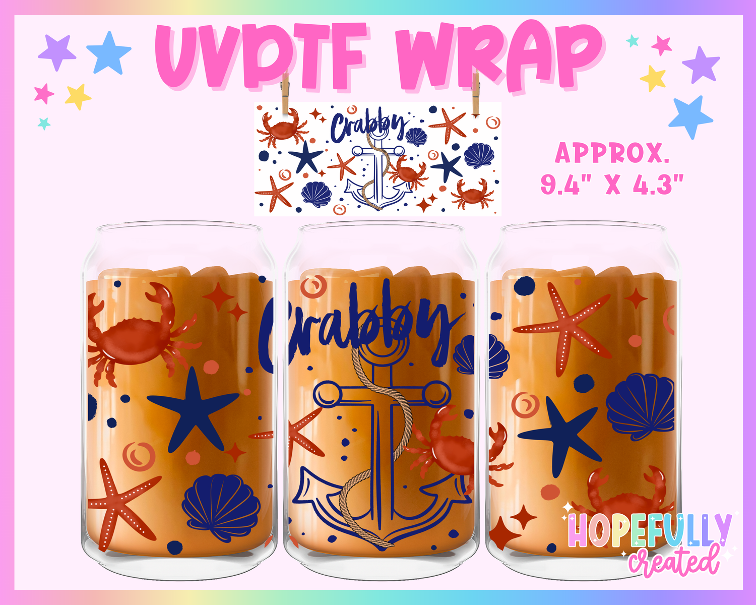 Crabby UVDTF Glass Can Wrap