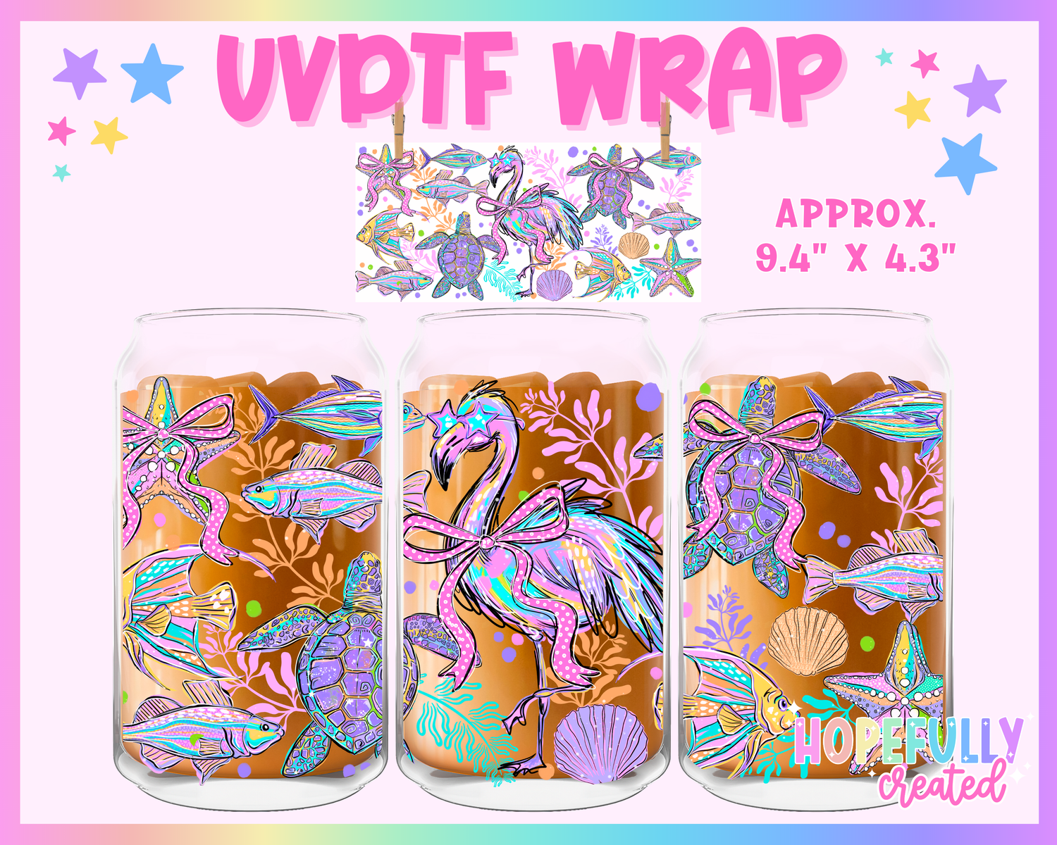Sea Animals UVDTF Glass Can Wrap