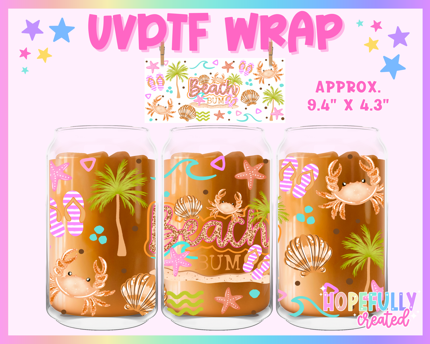 Beach Bum UVDTF Glass Can Wrap