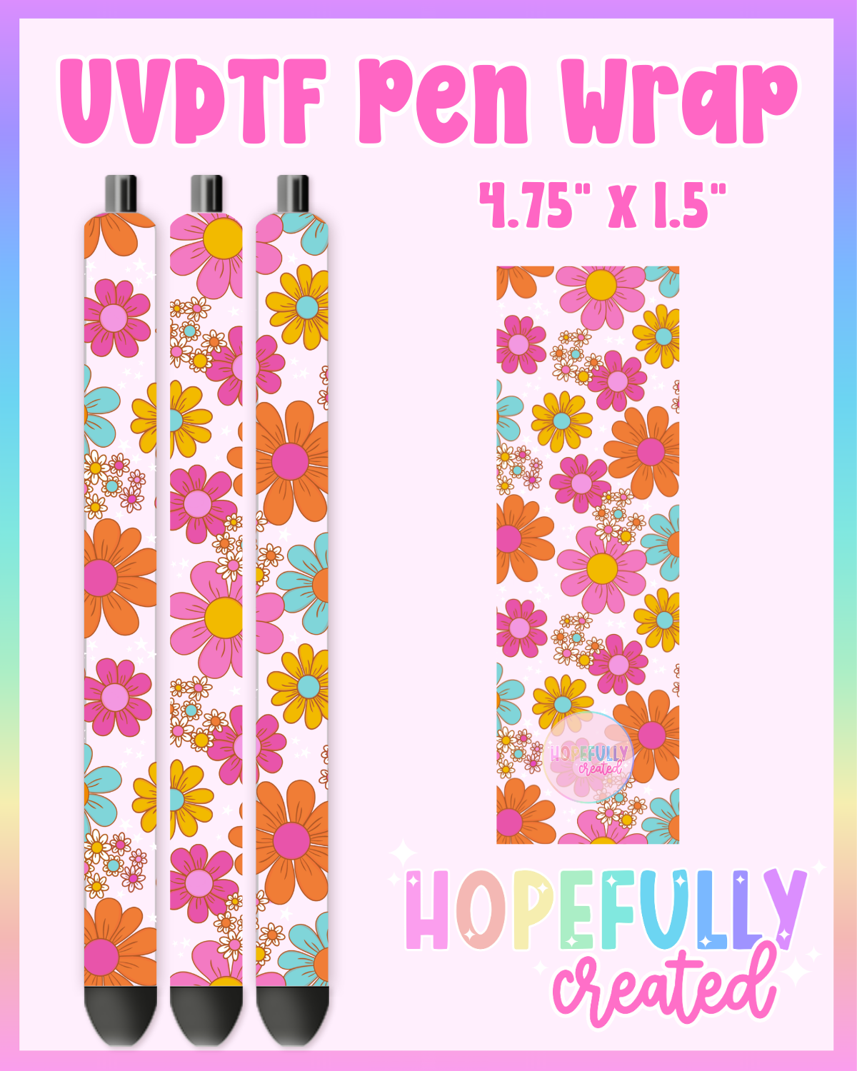 Bright Floral UVDTF Pen Wrap