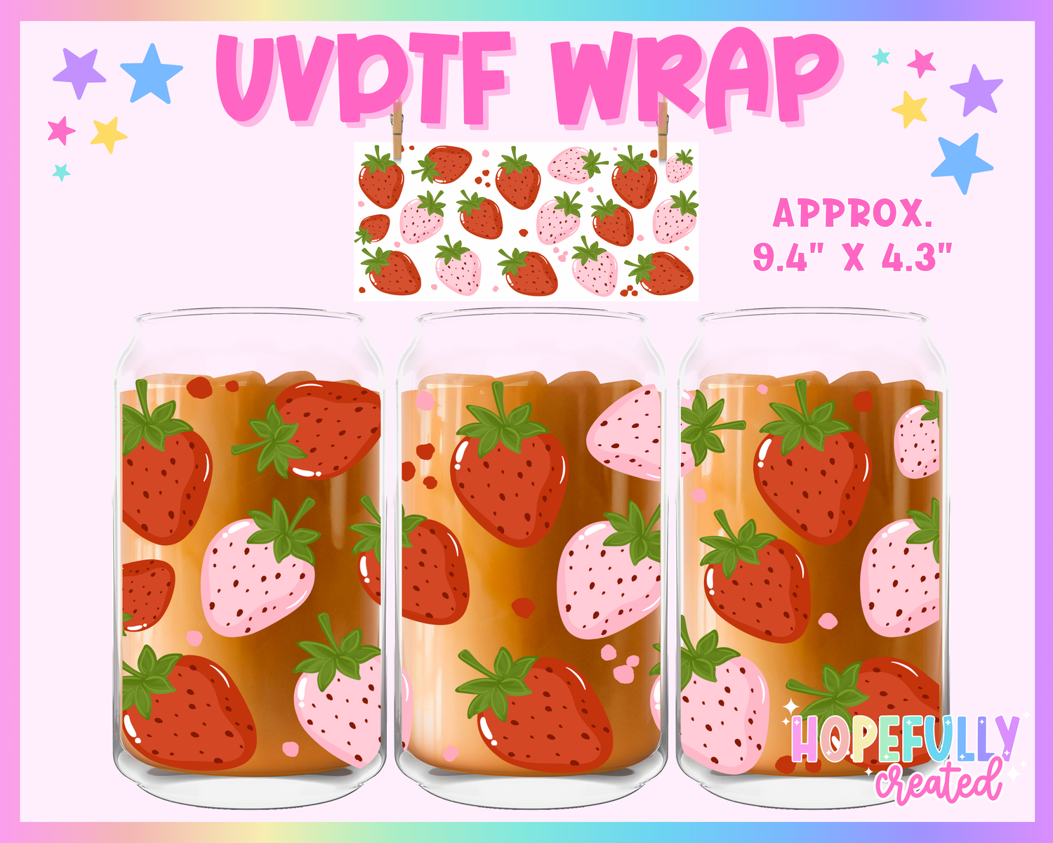 Strawberries UVDTF Glass Can Wrap