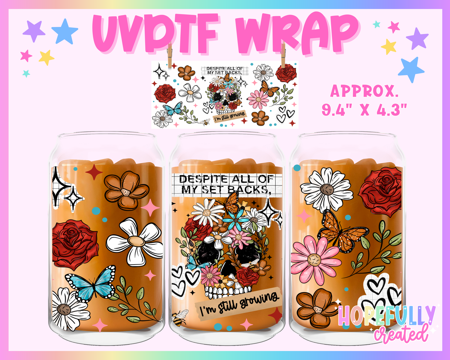 Setbacks Skull UVDTF Glass Can Wrap