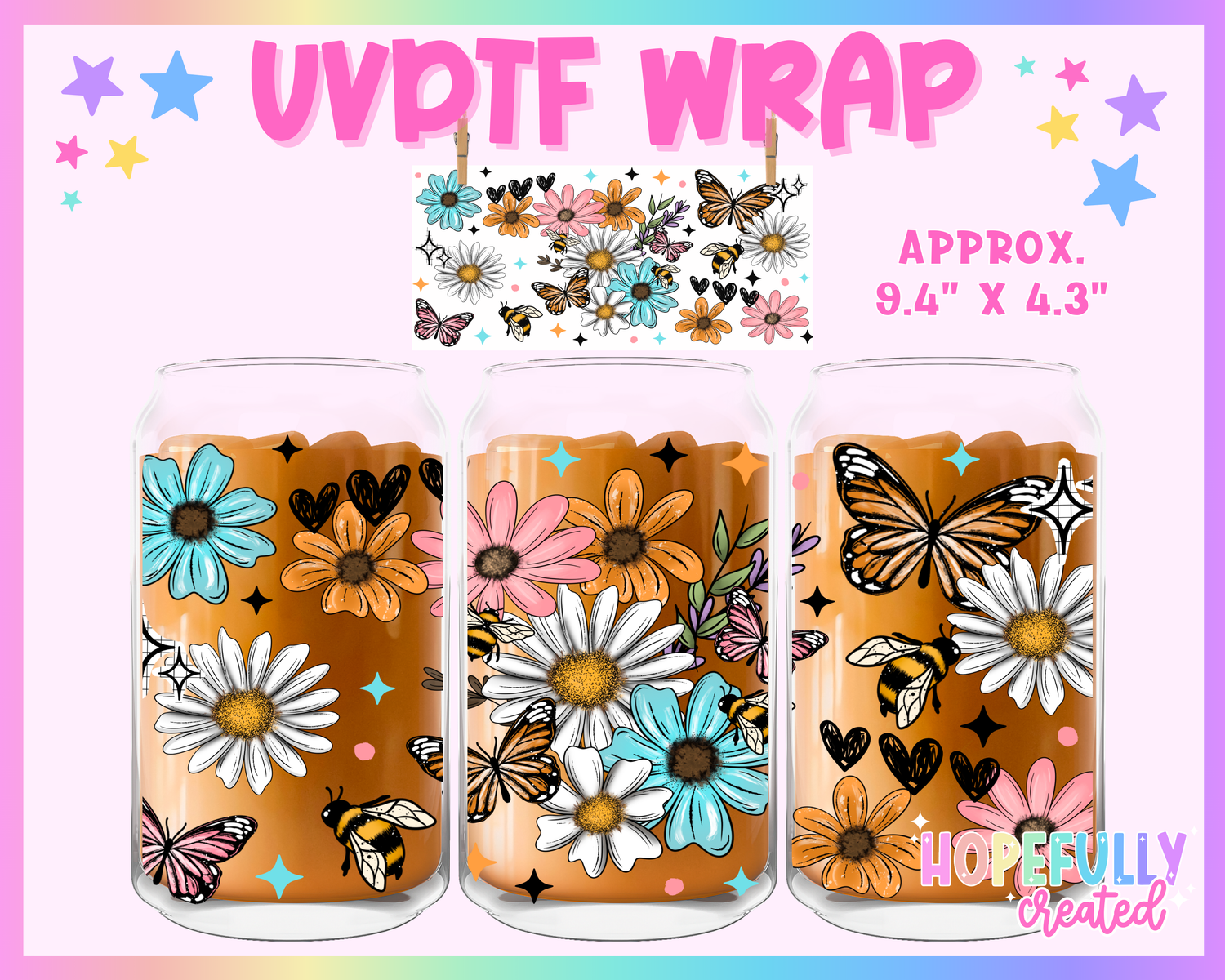 Floral UVDTF Glass Can Wrap
