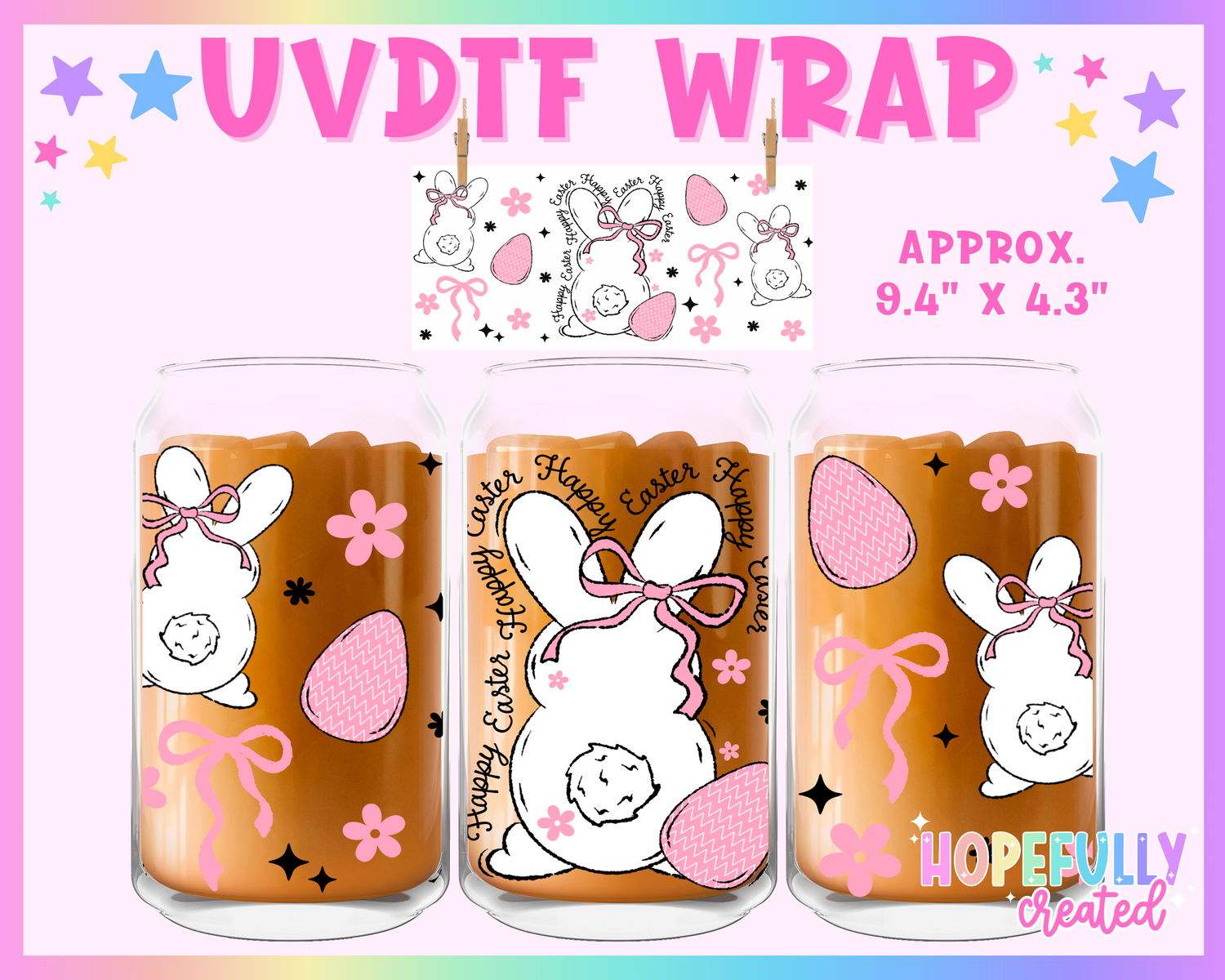 Pink Bunny UVDTF Glass Can Wrap