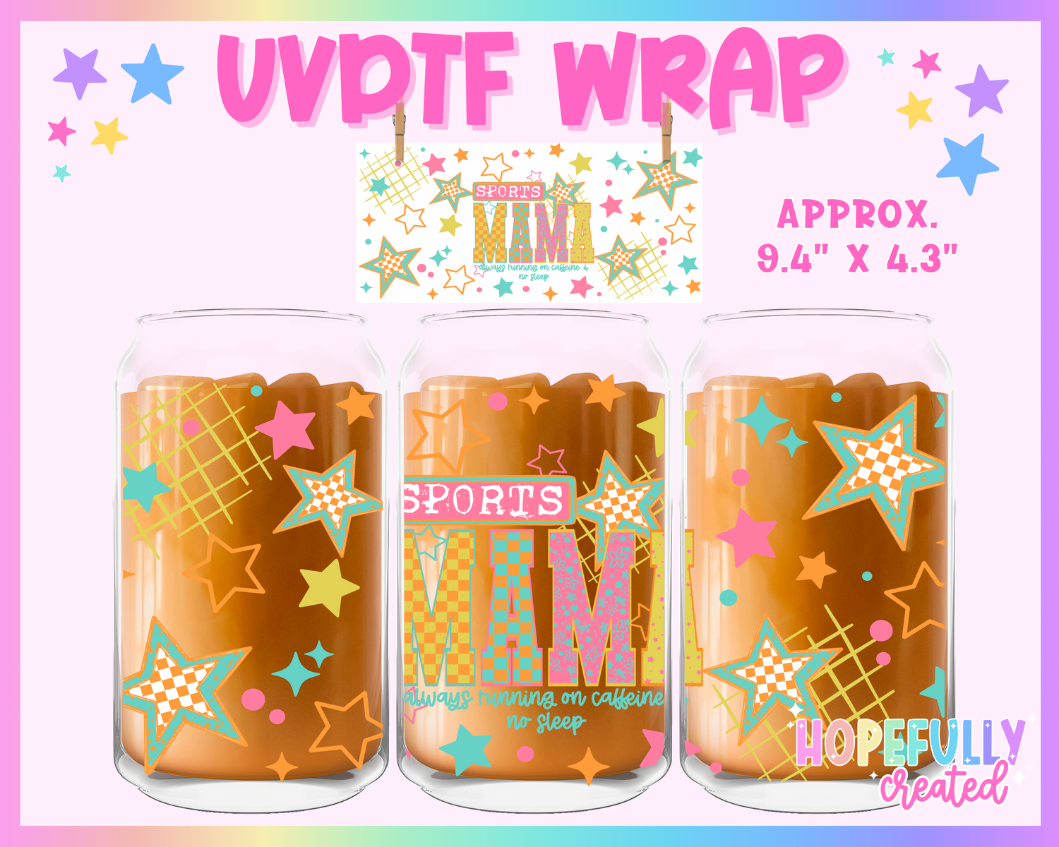 Sports Mama UVDTF Glass Can Wrap