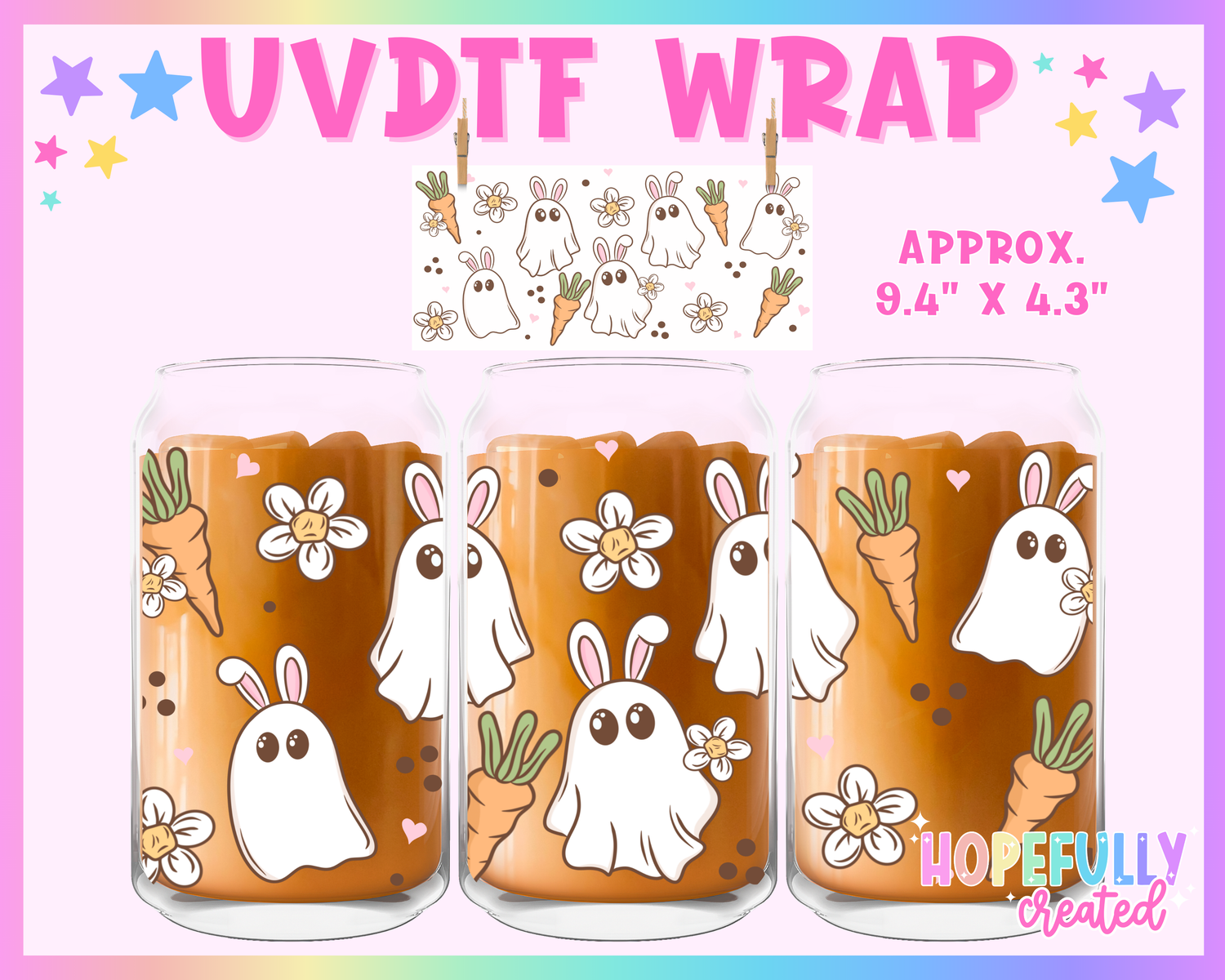 Bunny Ghosts UVDTF Glass Can Wrap