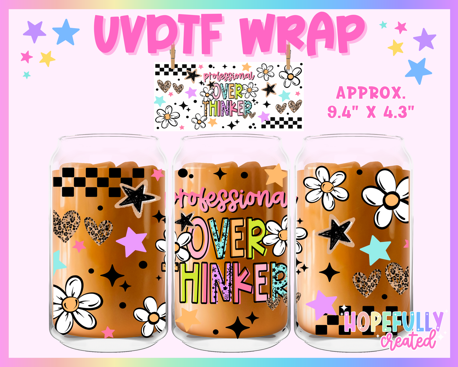 Professional Overthinker UVDTF Glass Can Wrap