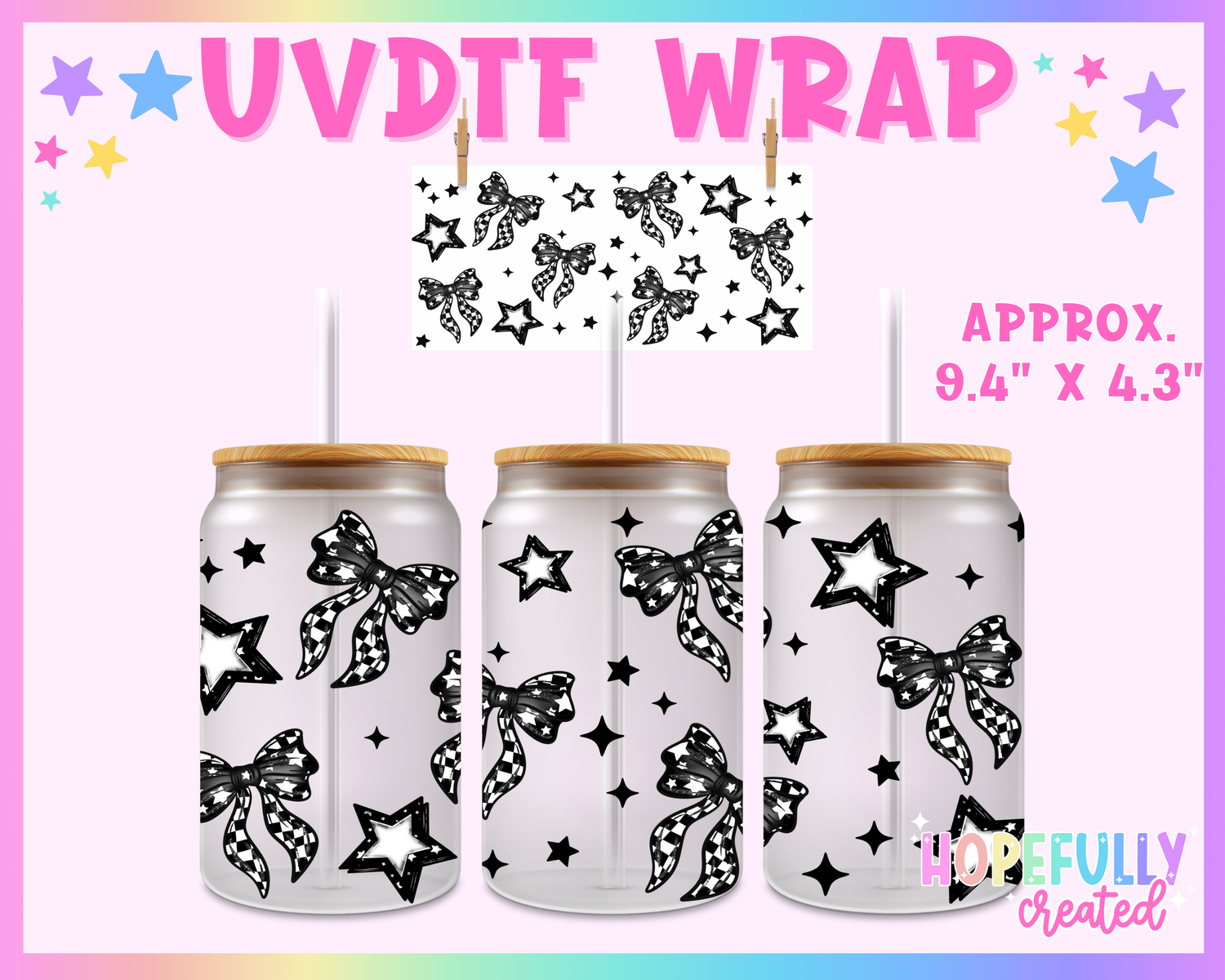 Checker Bows UVDTF Glass Can Wrap