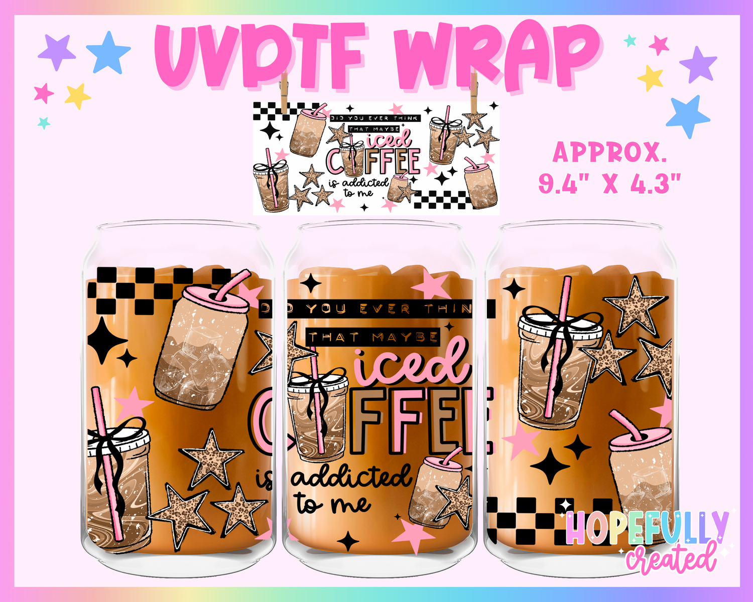 Iced Coffee Pink UVDTF Glass Can Wrap