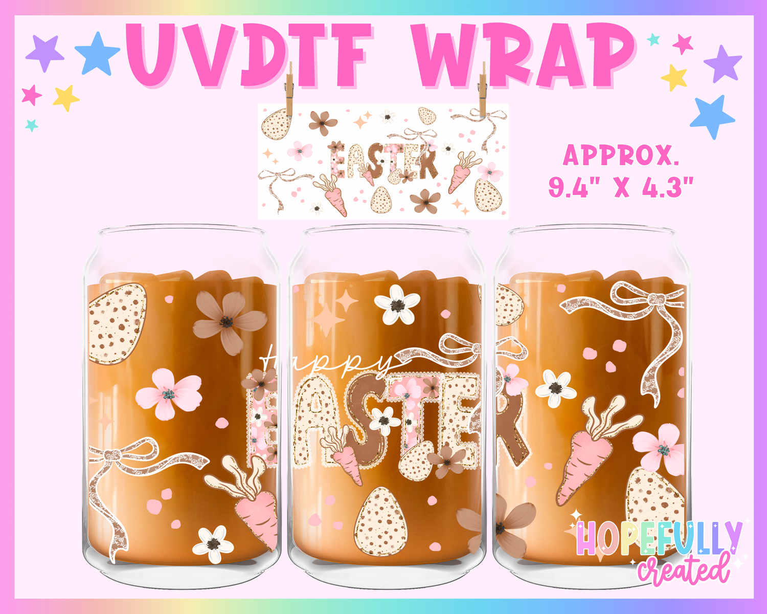 Happy Easter UVDTF Glass Can Wrap