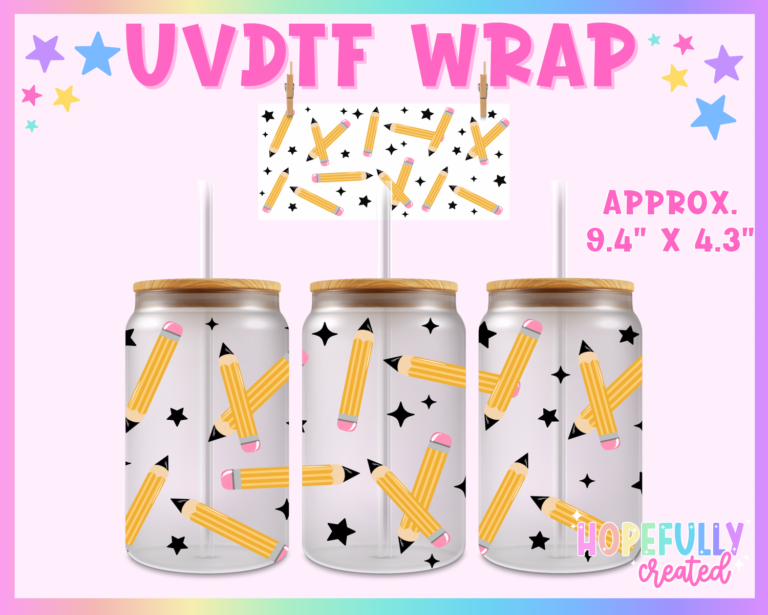 Pencils UVDTF Glass Can Wrap
