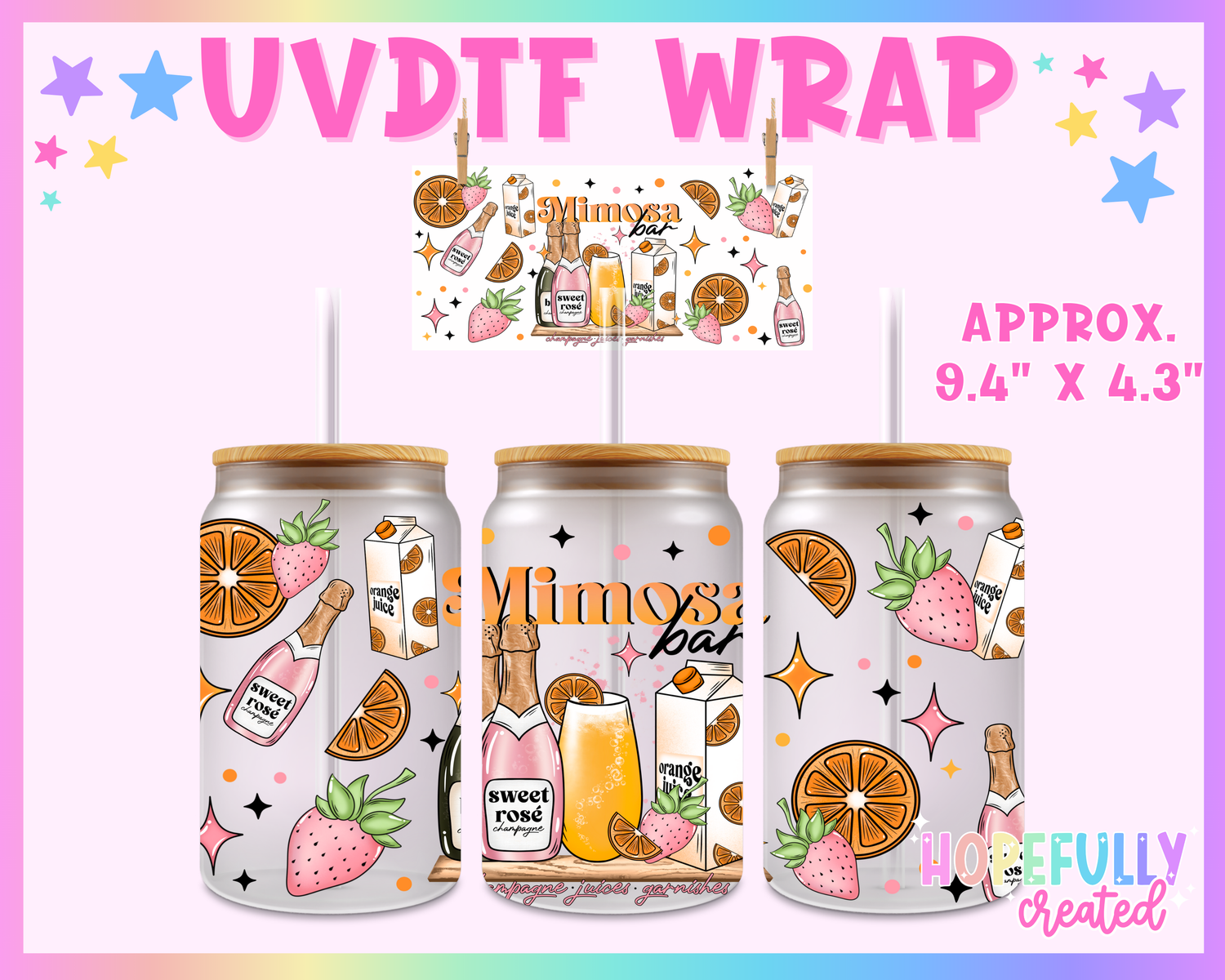 Mimosa Bar UVDTF Glass Can Wrap