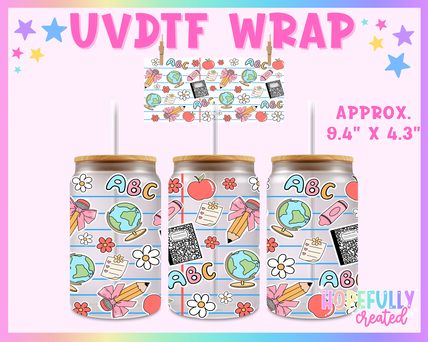 School  UVDTF Glass Can Wrap