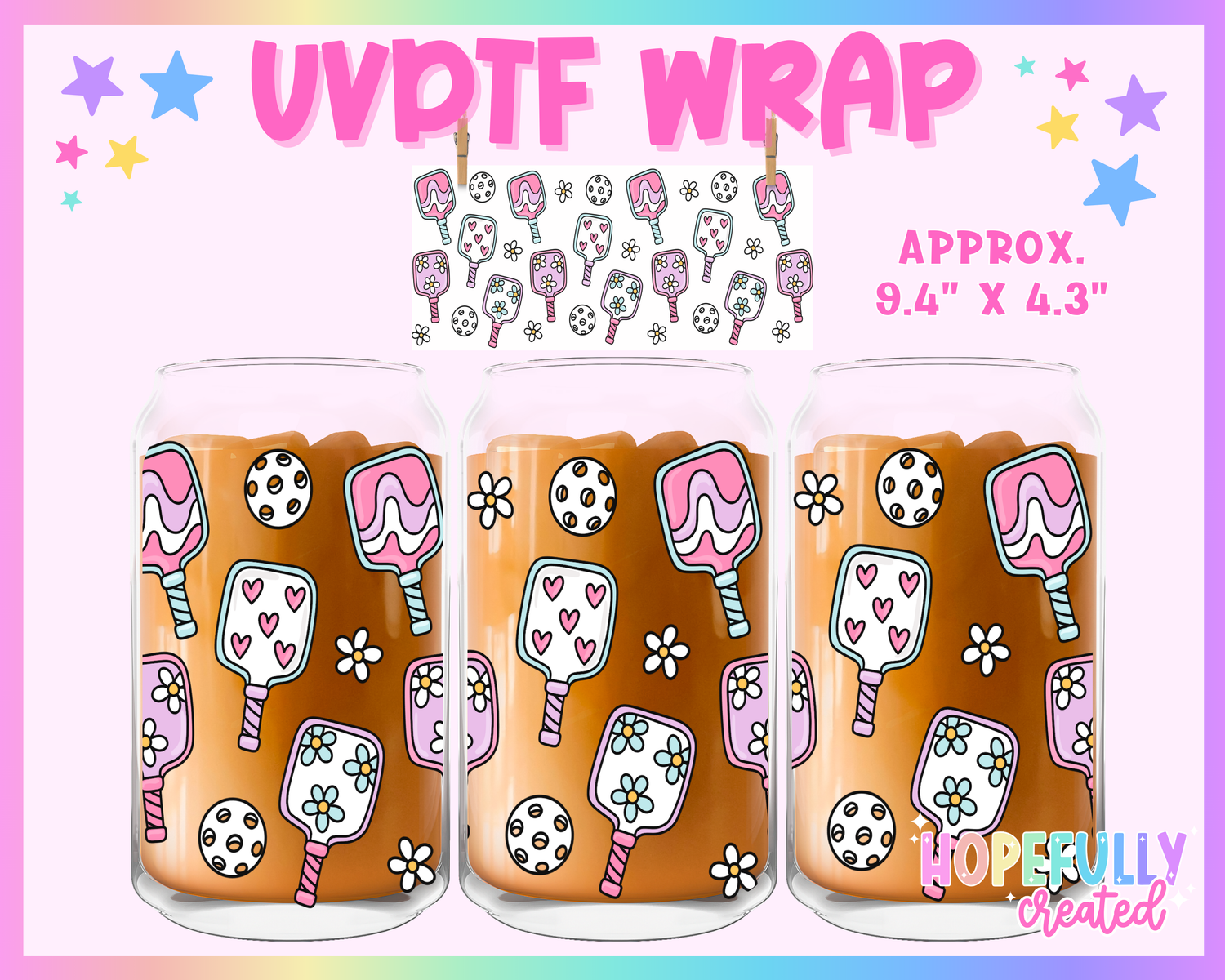 Pickleball UVDTF Glass Can Wrap