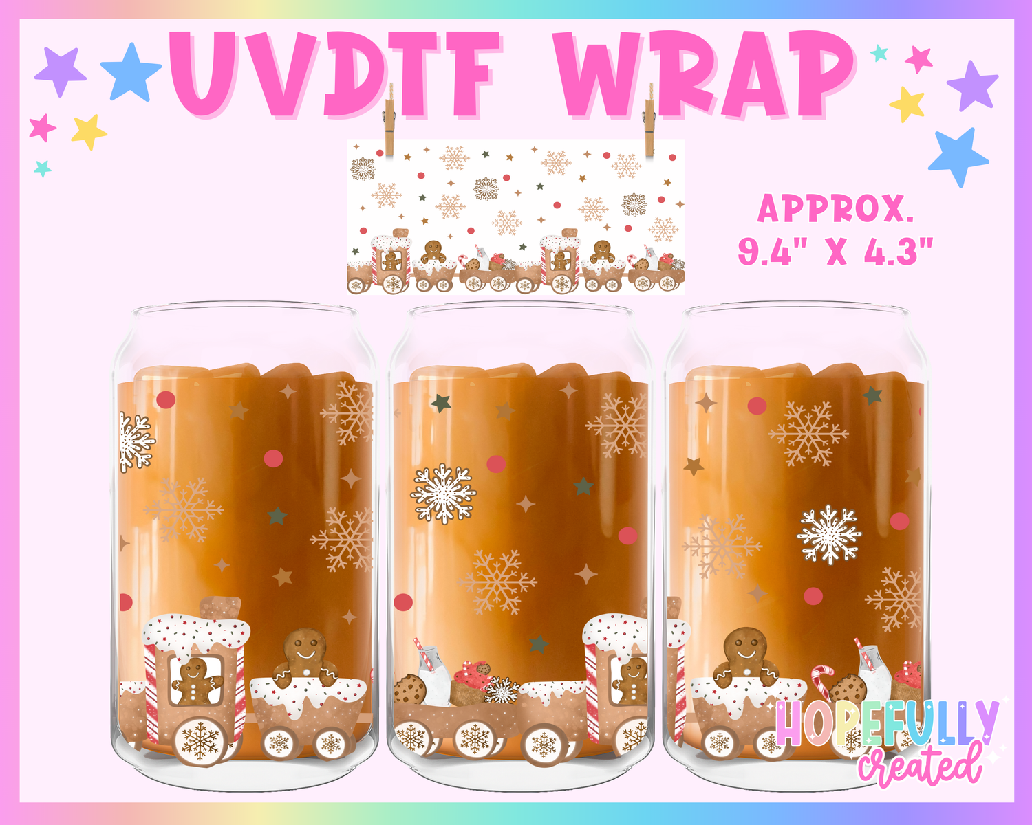 Gingerbread Train UVDTF Glass Can Wrap