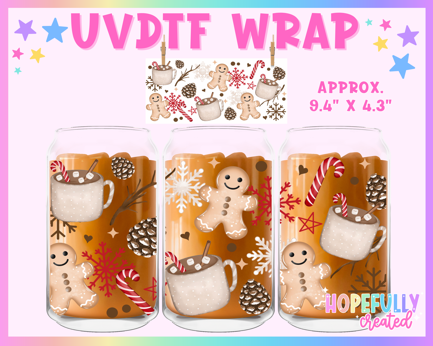 Gingerbread Hot Cocoa UVDTF Glass Can Wrap