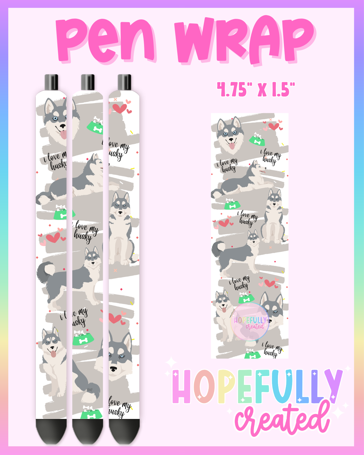 Gray Husky Pen Wrap- 4576