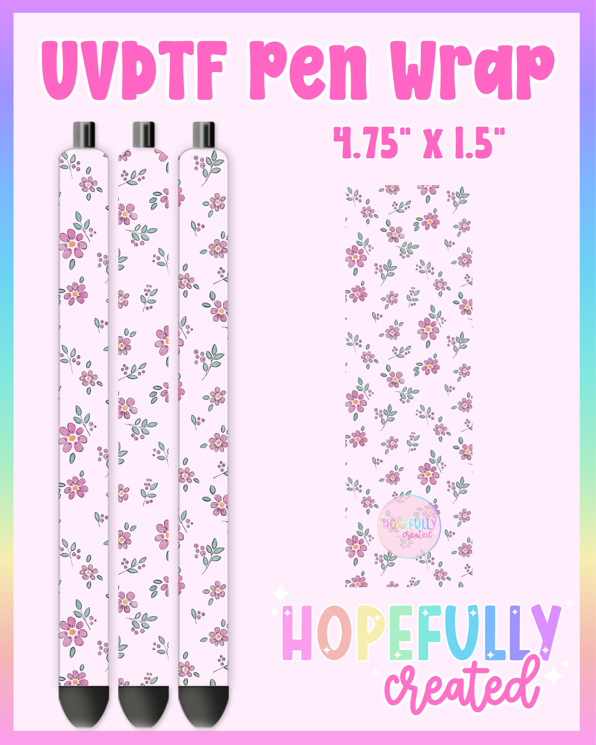 Pink Flowers UVDTF Pen Wrap