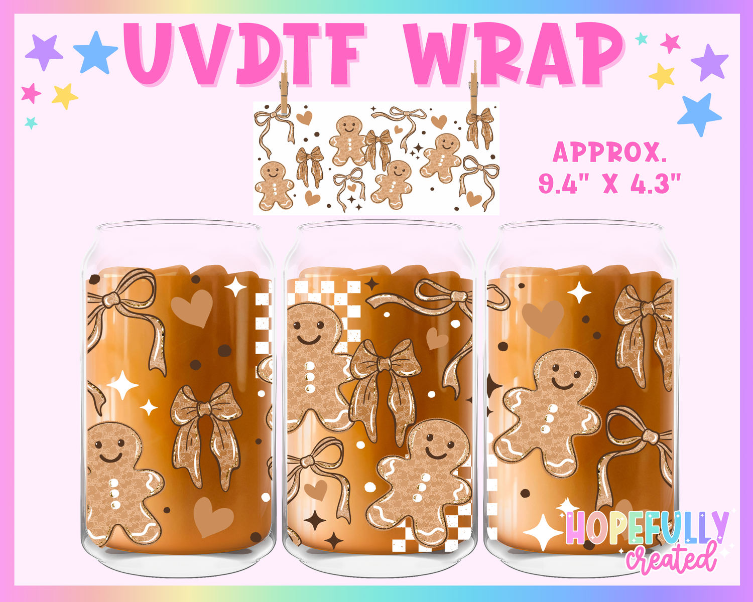 Gingerbread  UVDTF Glass Can Wrap