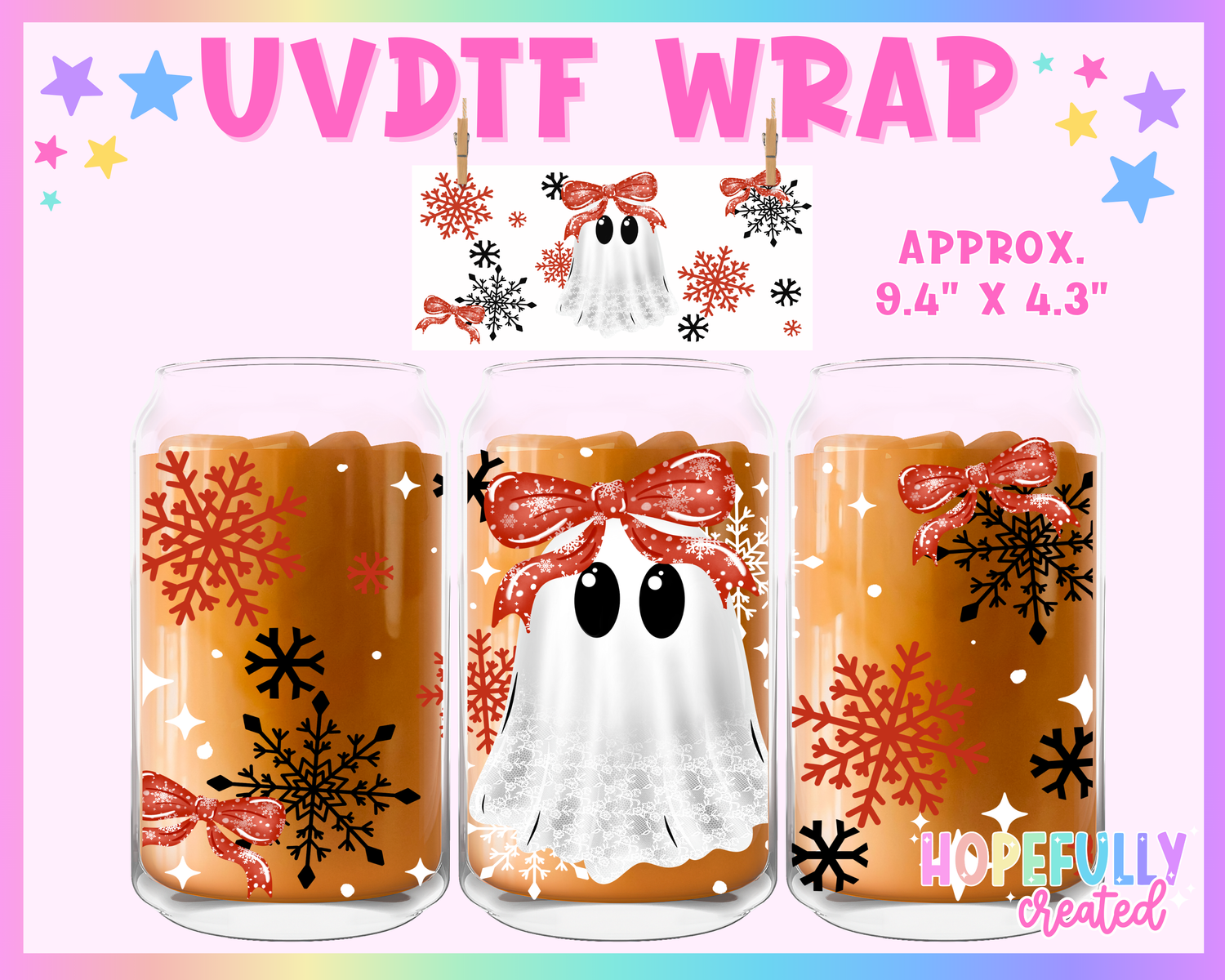 Christmas Ghost UVDTF Glass Can Wrap