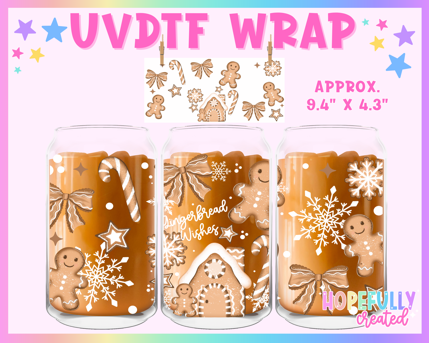 Gingerbread Wishes UVDTF Glass Can Wrap
