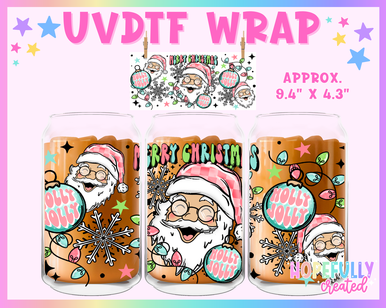 Checker Santa (Light Skin) UVDTF Glass Can Wrap