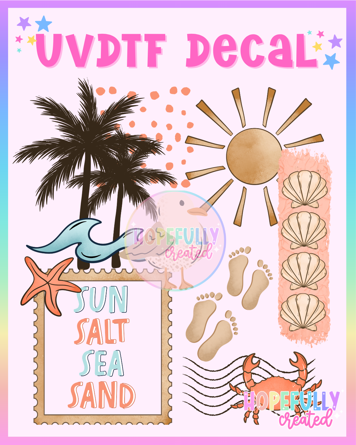 Sun Salt Sea Sand UVDTF Decal