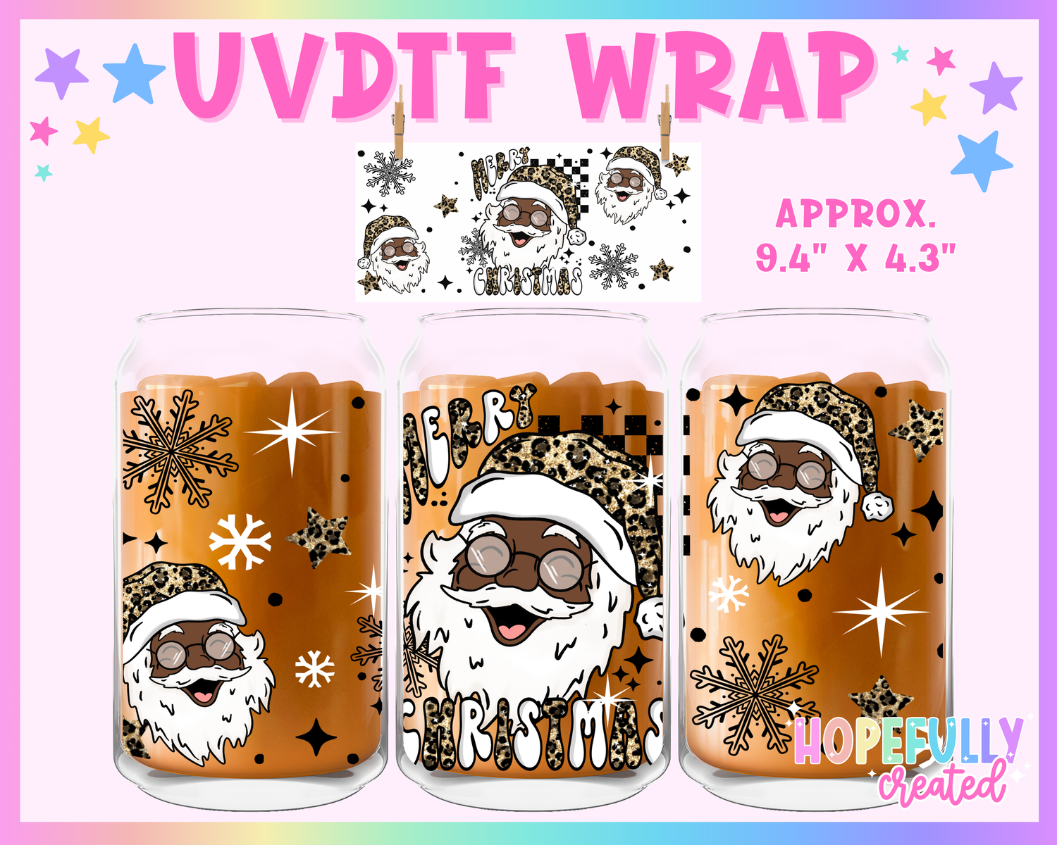 Leopard Santa (Dark Skin) UVDTF Glass Can Wrap