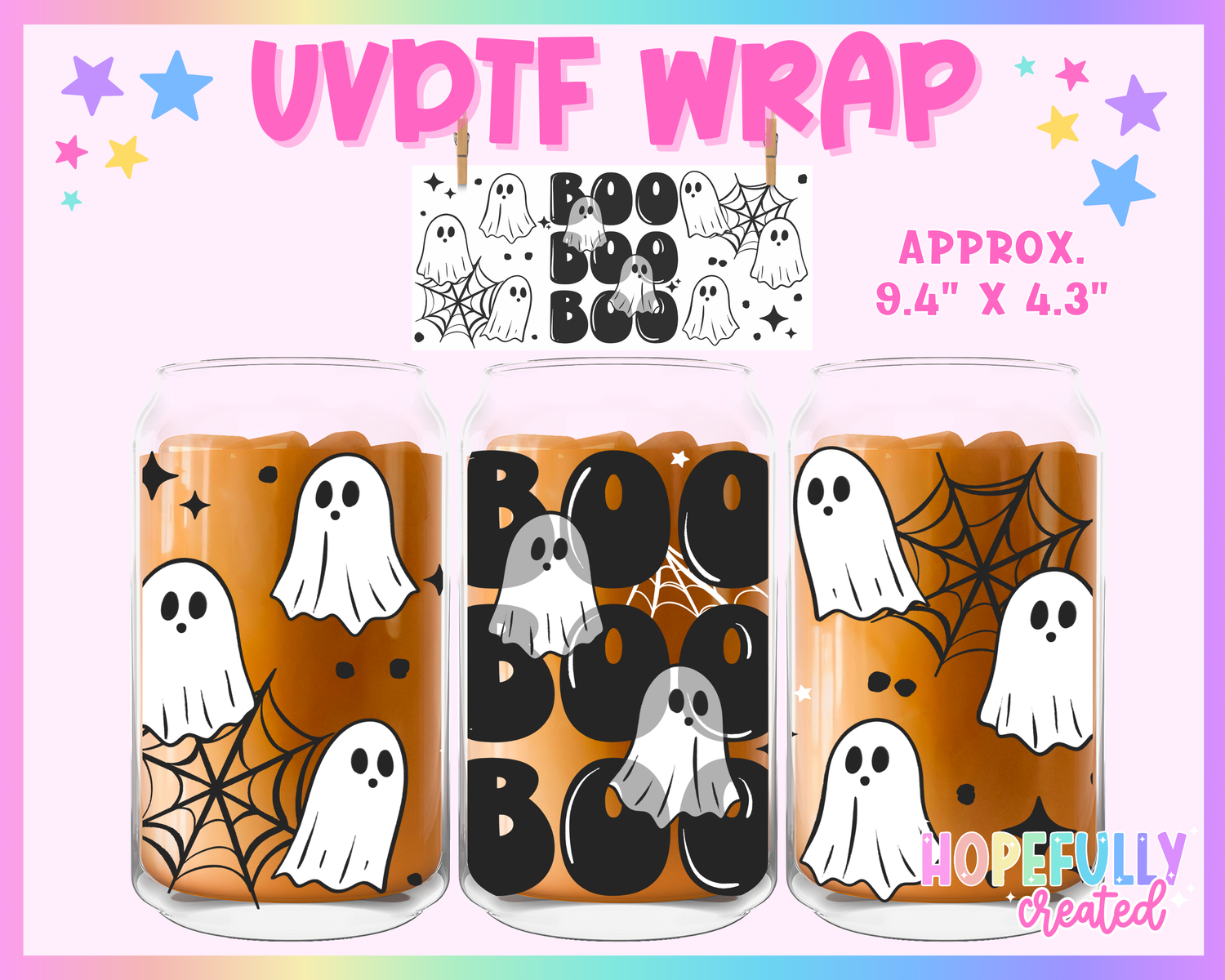 Boo UVDTF Glass Can Wrap