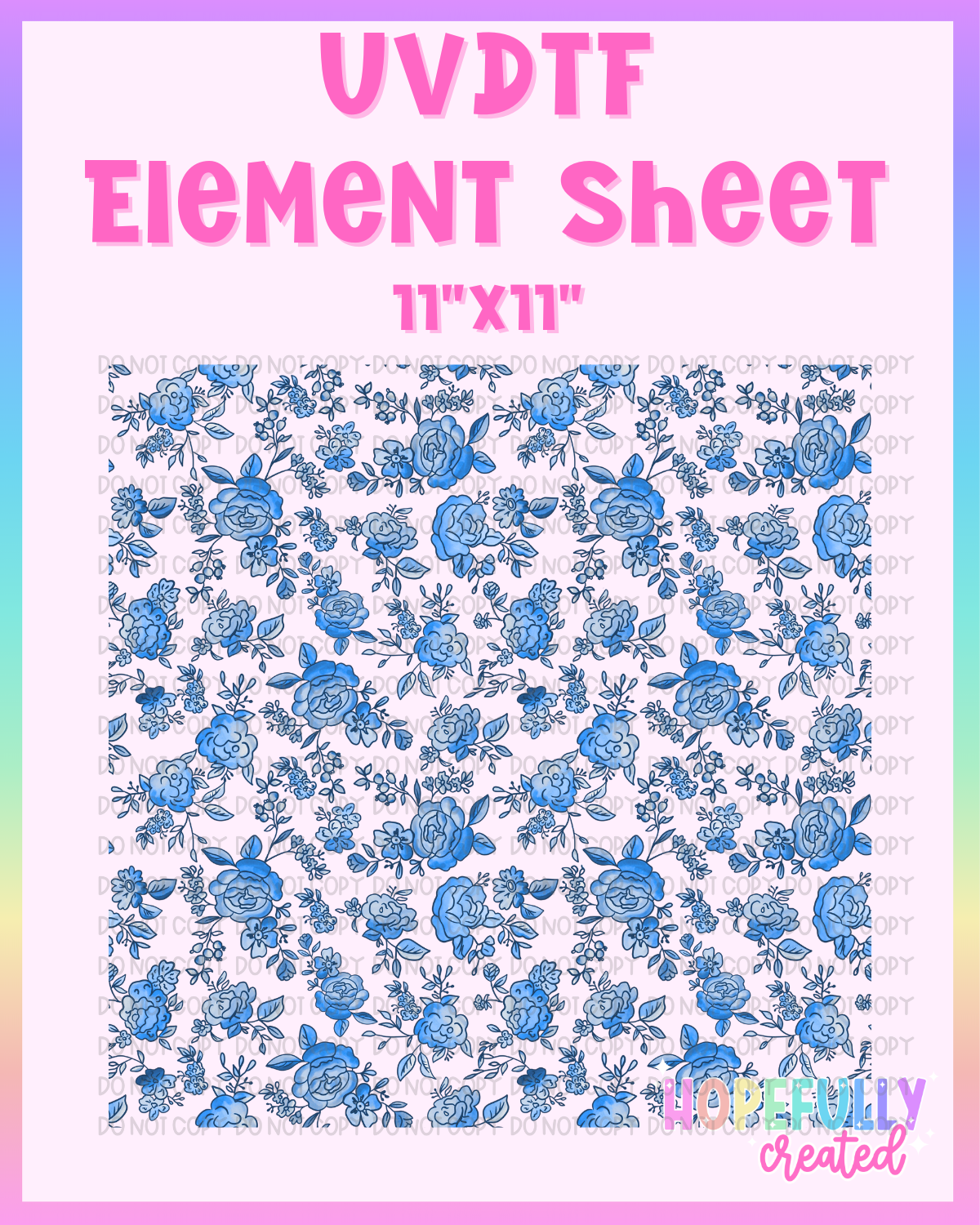 Light Blue Floral UVDTF Element Sheet