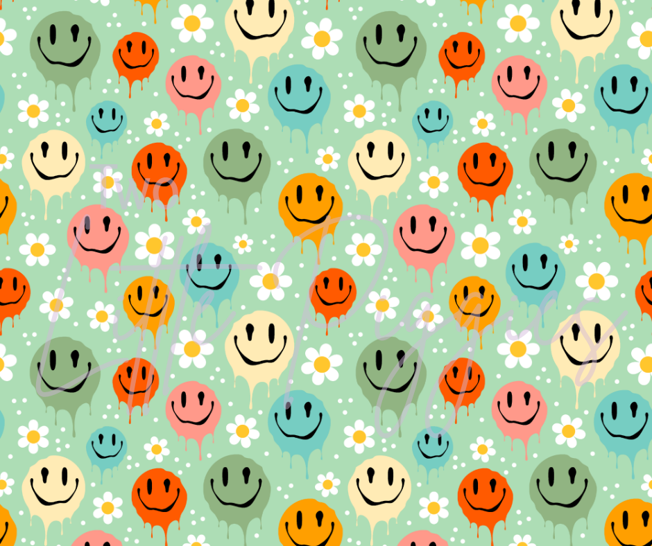Printed Vinyl - Floral Melted Smiley
