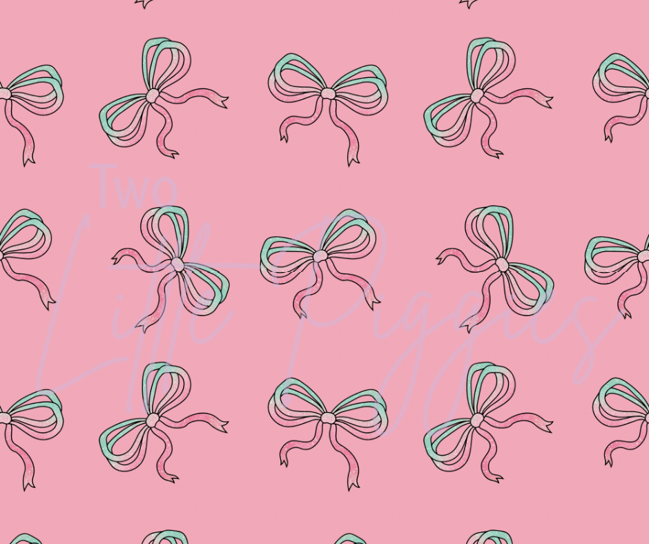 Printed Vinyl - Pink and Teal Bows