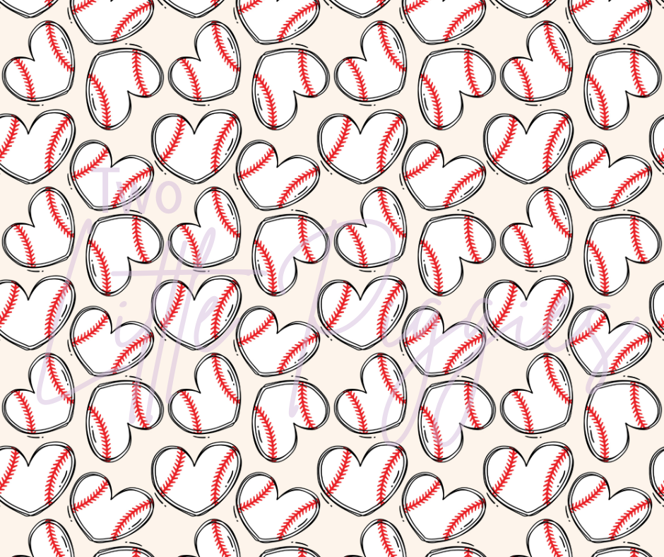 Printed Vinyl - Baseball Hearts