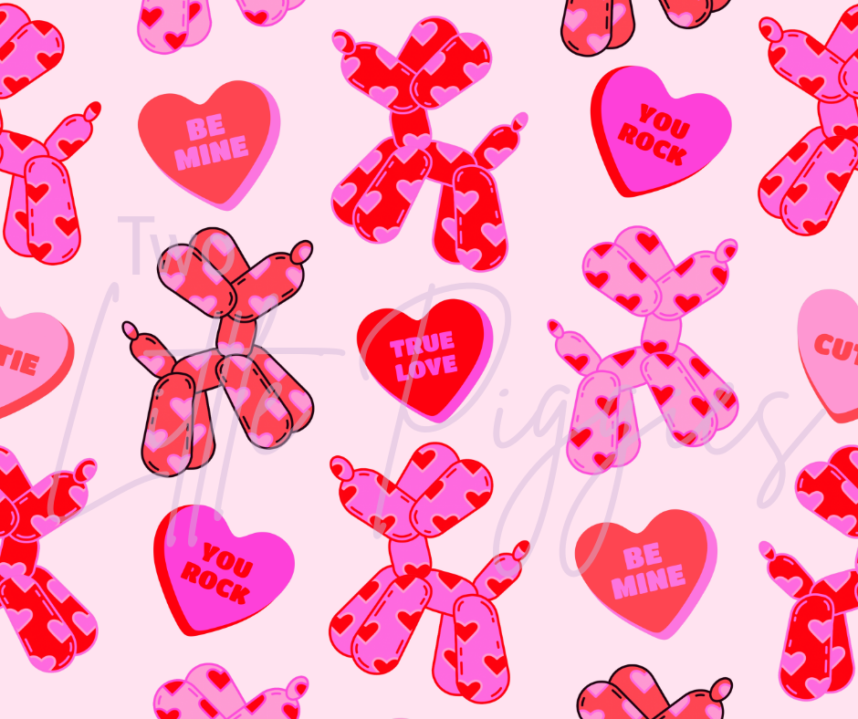 Printed Vinyl - Valentine - Balloon Dogs