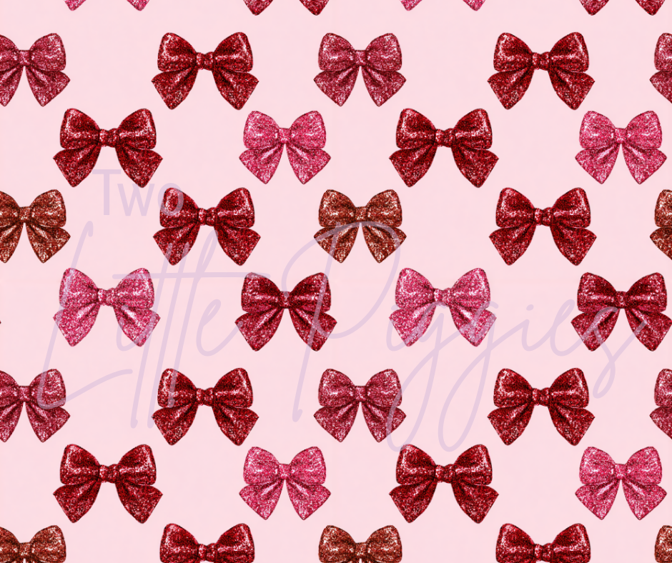 Printed Vinyl - Pink Glitter Bows