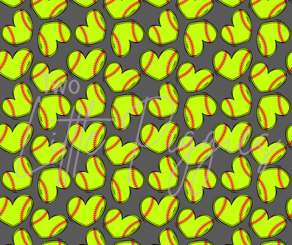 Printed Vinyl - Softball Hearts