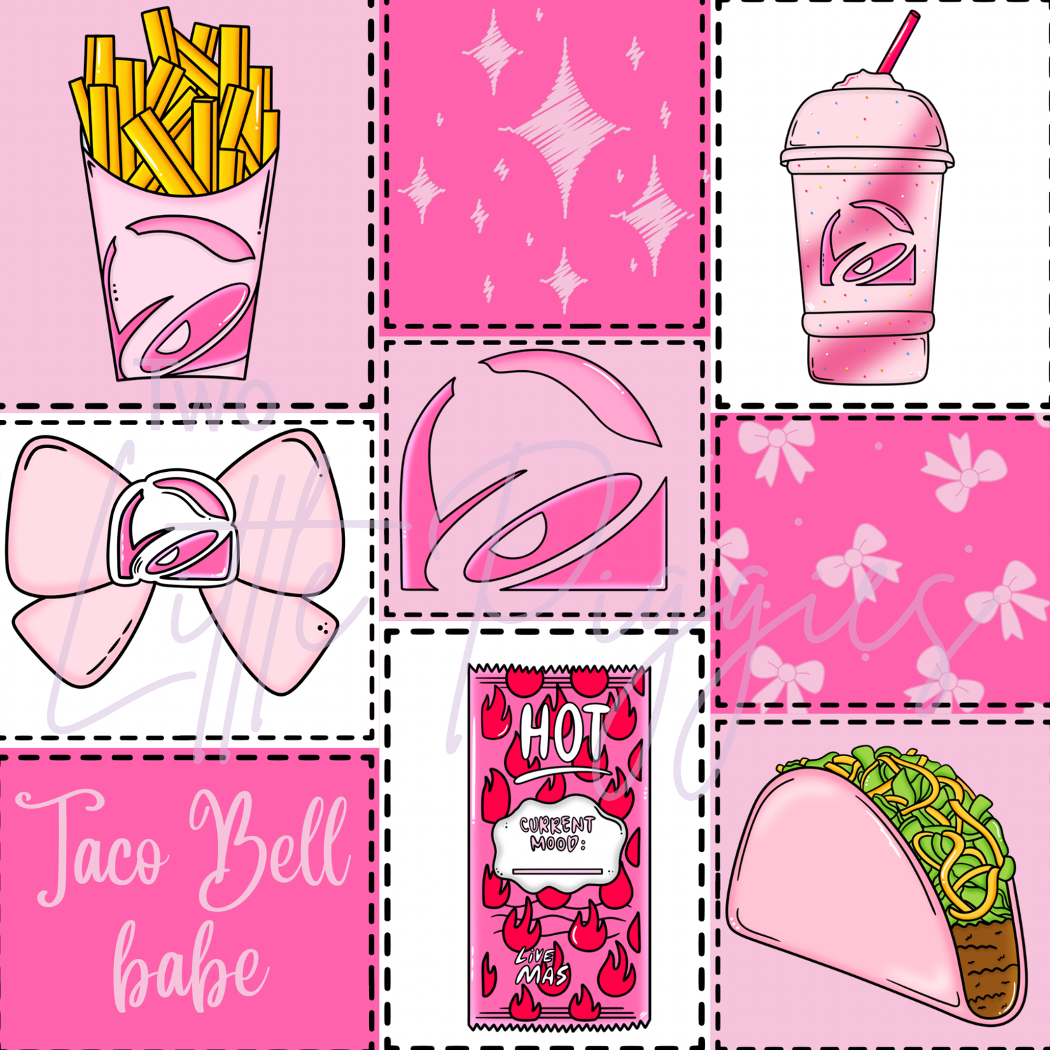 Printed Vinyl - Patchwork - Pink Taco Bell