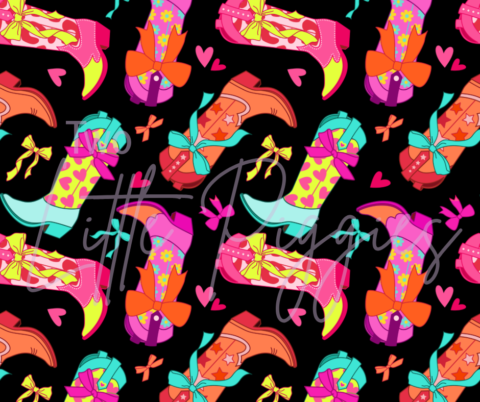 Printed Vinyl - Neon Cowgirl Boots