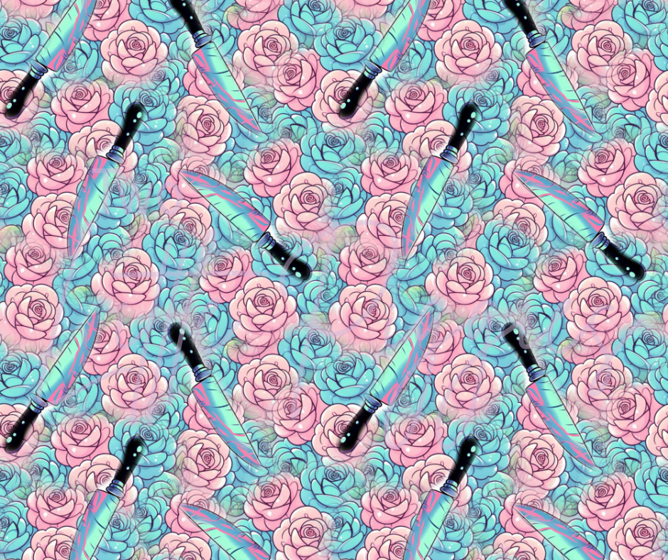 Printed Vinyl - Knives and Flowers