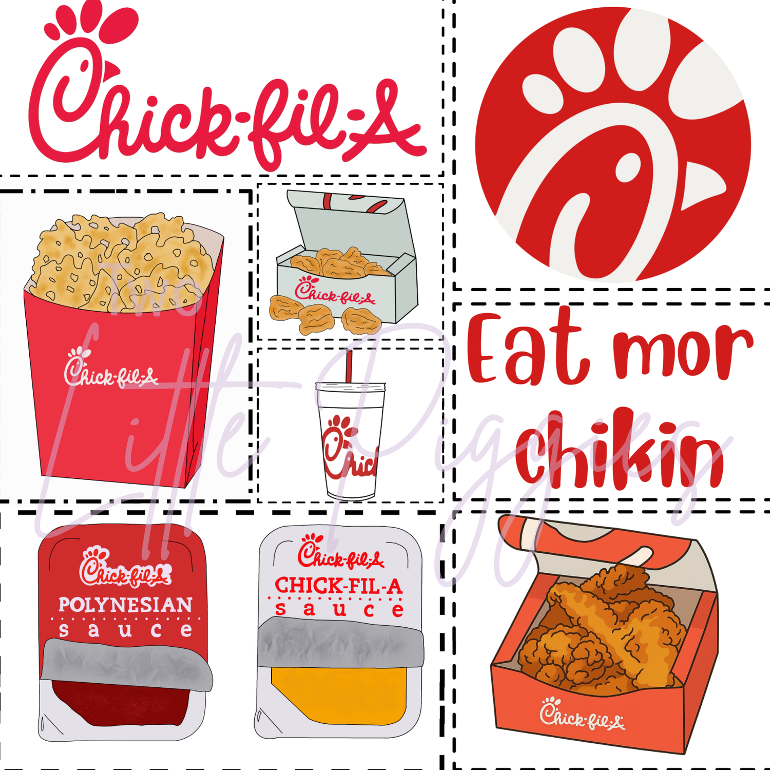 Printed Vinyl - Patchwork - Chic Fil A