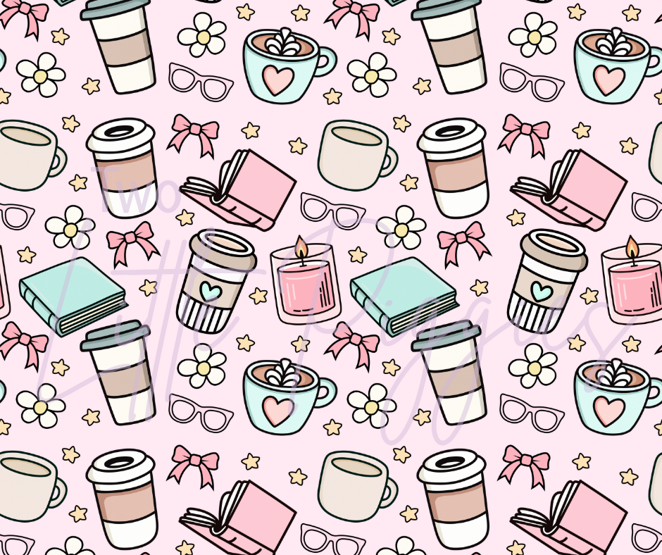 Printed Vinyl - Book and Coffee Girly