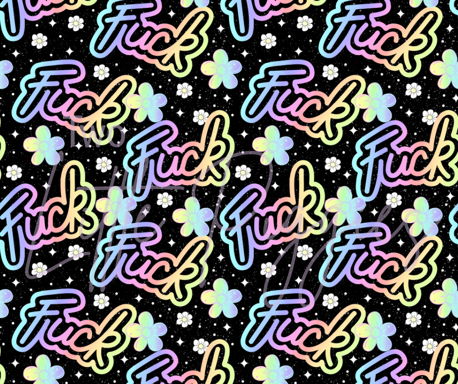 Printed Vinyl - Pastel Rainbow F*** on Black