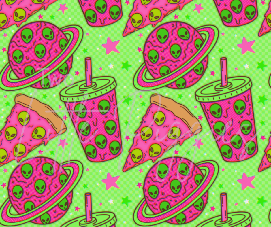 Printed Vinyl - Neon Pizza Alien