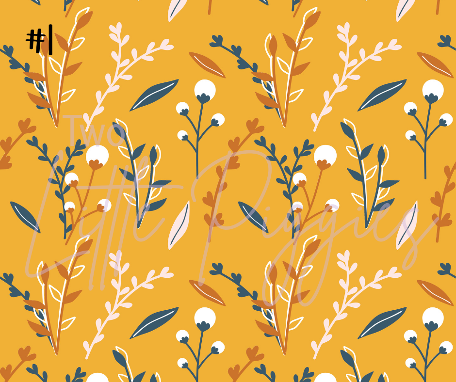 Printed Vinyl - Blue Mustard Floral