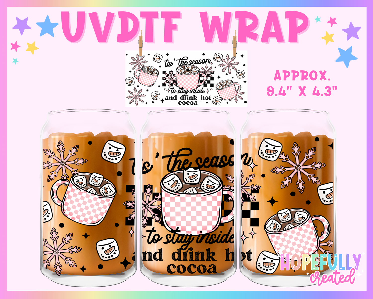 Tis' the Season Hot Cocoa UVDTF Glass Can Wrap